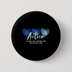 Macaron Rond 5 Cm Autisme Cardiaque D'Empreinte Chaque Impression Ra