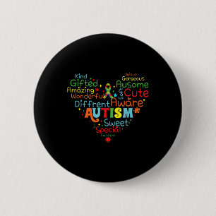 Macaron Rond 5 Cm Autisme cardiaque Ribbon Support Santé mentale