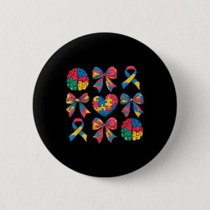Macaron Rond 5 Cm Autisme Coquette Ruban Bow Puzzle Autisme Awa