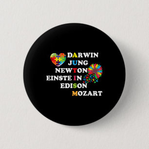 Macaron Rond 5 Cm Autisme Darwin Jung Newton Einste À Edison Mozart