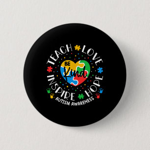 Macaron Rond 5 Cm Autisme Enseignante Chemises Femmes Enseigner L'Am