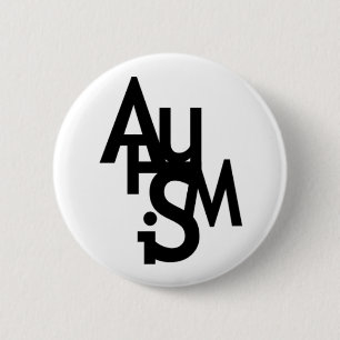Macaron Rond 5 Cm Autisme (lettres brouillées)