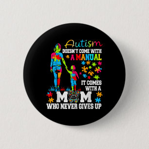 Macaron Rond 5 Cm Autisme Maman Élever Héros Super Messy Bun Autisme