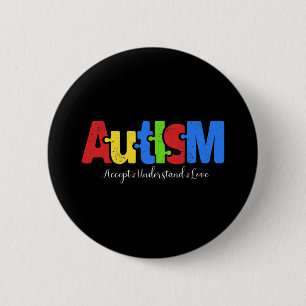 Macaron Rond 5 Cm Autisme Puzzle Accepter Comprendre l'amour Autisme
