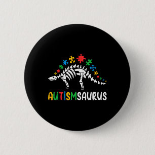 Macaron Rond 5 Cm Autismsaurus Dinosaure Garçons Enfants Tout-petit