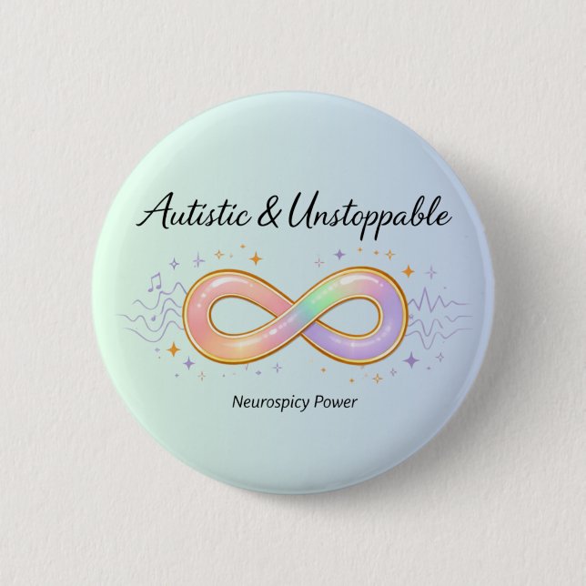 Macaron Rond 5 Cm Autistic Unstoppable Pastel Infinity Symbol Gift (Devant)