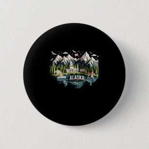 Macaron Rond 5 Cm Autocollant Alaska State In Usa