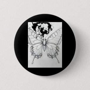 Macaron Rond 5 Cm Autocollant de dessin au crayon de papillon monarq