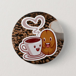 Macaron Rond 5 Cm Autocollant Merci Café Style Haricots Bruns