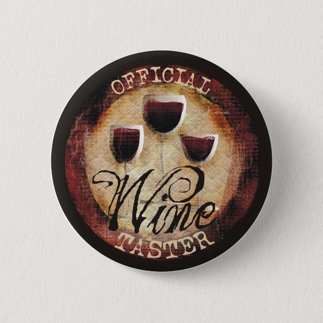 Macaron Rond 5 Cm Autocollant officiel de bouton de goûteur de vin (Devant)