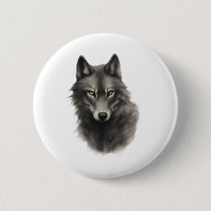 Macaron Rond 5 Cm Autocollant visage de loup