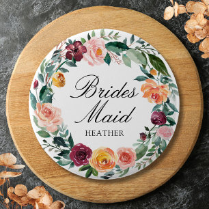 Macaron Rond 5 Cm Automne Fleur Rose Fleur Floral Wreath Bridesmaid