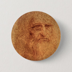 Macaron Rond 5 Cm Autoportrait d'art de la Renaissance par Leonardo 