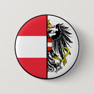 Macaron Rond 5 Cm Autriche Drapeau et blason Patriotique