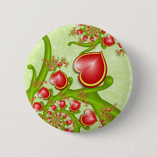 Macaron Rond 5 Cm Avec beaucoup d'amour Rouge Coeurs Jaunes Fractal 
