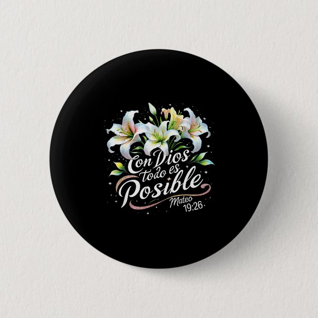 Macaron Rond 5 Cm Avec Dieu Tout Est Possible Matthieu 19_26 Cadeau  (Devant)