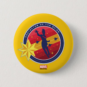 Macaron Rond 5 Cm Avengers   Captain Marvel Protectrice des Cieux