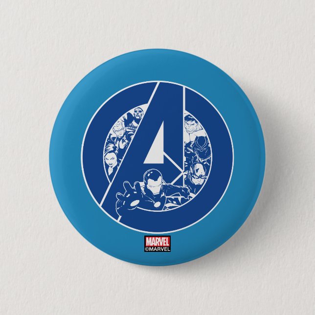 Macaron Rond 5 Cm Avengers Classiques | logo Avengers Outlines In (Devant)
