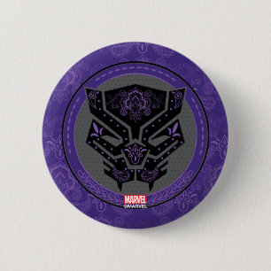 Macaron Rond 5 Cm Avengers   Paisley Logo Black Panther