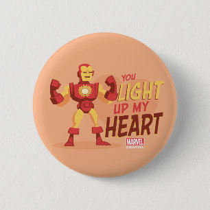 Macaron Rond 5 Cm Avengers Saint-Valentin Iron Man Allume Mon Cœur