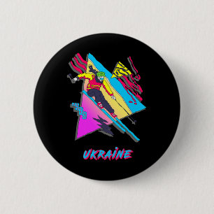 Macaron Rond 5 Cm Aventure de ski stylée en Ukraine Graphique