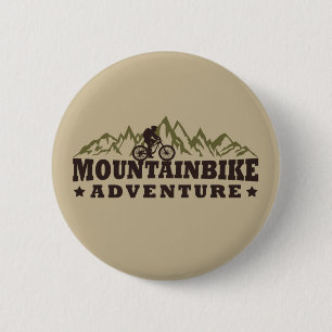 Macaron Rond 5 Cm Aventure en VTT - Vélo de Montagne