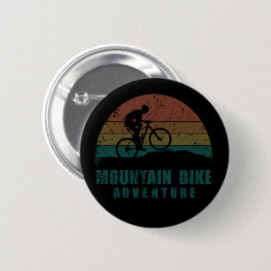 Macaron Rond 5 Cm Aventure VTT Vintage - Vélo Tout Terrain