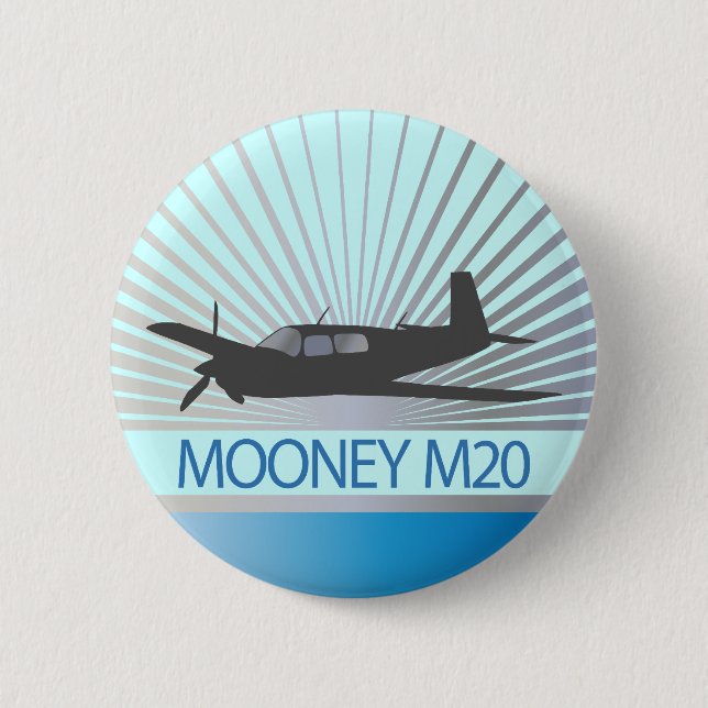 Macaron Rond 5 Cm Aviation de Mooney M20 (Devant)