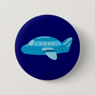 Macaron Rond 5 Cm Avion bleu