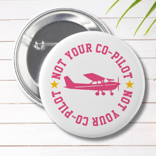 Macaron Rond 5 Cm Avion Cessna Rose Pas Votre Copilote Fille Drôle