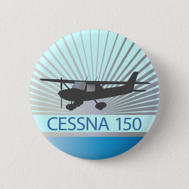 Macaron Rond 5 Cm Avion de Cessna 150 (Devant)