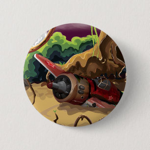 Macaron Rond 5 Cm Avion de chasse de la Seconde Guerre mondiale écra
