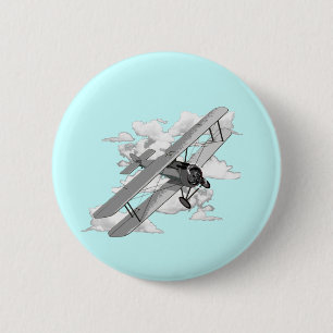 Macaron Rond 5 Cm Avion vintage