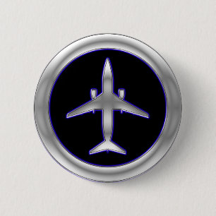Macaron Rond 5 Cm Avions à réaction argentés