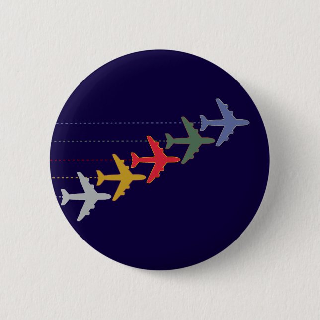 Macaron Rond 5 Cm avions colorés (Devant)