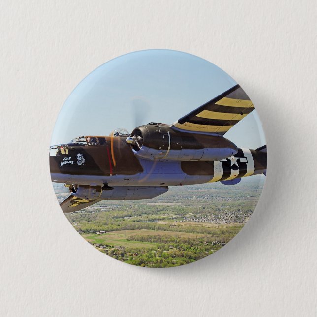 Macaron Rond 5 Cm Avions de cru de B-25 Mitchell (Devant)