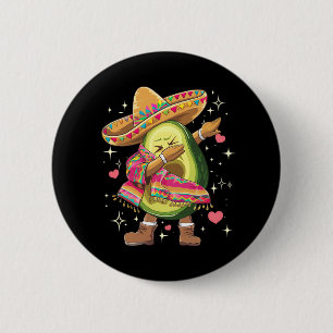 Macaron Rond 5 Cm Avocat qui fait dabber le Cinco De Mayo Poncho Mex