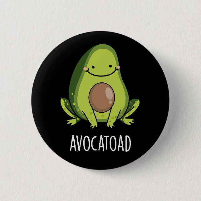 Macaron Rond 5 Cm Avocatoad Drôle Avocado Toad Pun Dark BG (Devant)