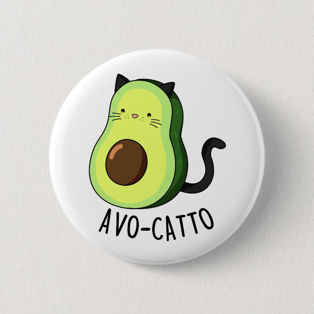 Macaron Rond 5 Cm Avocatto Cute Avocado Cat Pun (Devant)