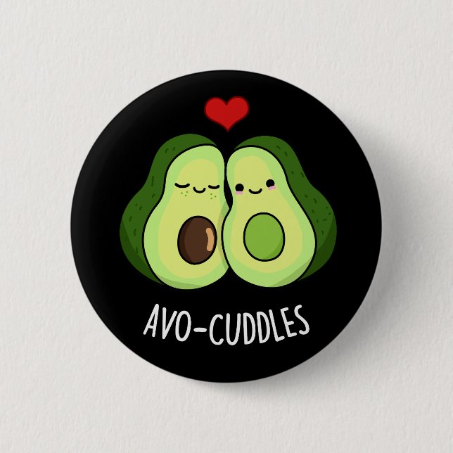 Macaron Rond 5 Cm Avocuddin Drôle Avocado Couple Pun Dark BG (Devant)
