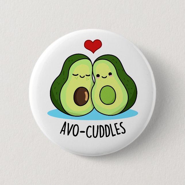 Macaron Rond 5 Cm Avocuddles Drôle Avocado Couple Pun (Devant)