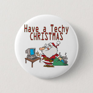 Macaron Rond 5 Cm avoir un geek informatique techno de noël père Noë
