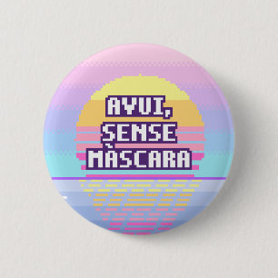 Macaron Rond 5 Cm Avui, Sense Màscara Catalan Neurodivergent Button