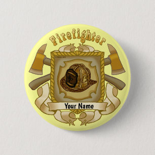 Macaron Rond 5 Cm Ax Shield FireFighter pin