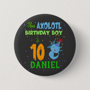 Macaron Rond 5 Cm Axolotl Custom Birthday Boy Matching 