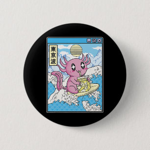 Macaron Rond 5 Cm Axolotl de surf buvant du lait de Nana Kawaii Anim