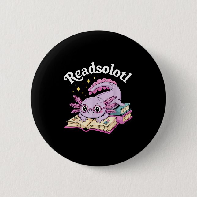 Macaron Rond 5 Cm Axolotl lit solotl lecture drôle mignon kawaii (Devant)