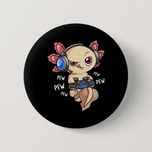 Macaron Rond 5 Cm Axolotl Shirt Garçons Gamers - Kawaii Jeu Vidéo