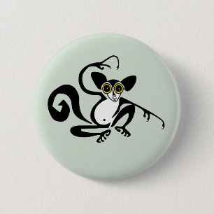 Macaron Rond 5 Cm AYE-AYE - Primate - lemur - Faune -