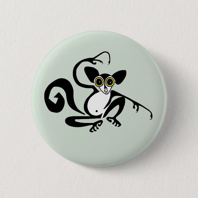 Macaron Rond 5 Cm AYE-AYE - Primate - lemur - Faune - (Devant)